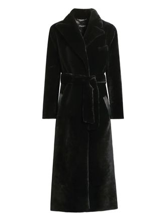 Dolce & Gabbana single-breasted shearling coat - Black