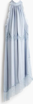 H&M Satinkleid mit Spitzenbesatz - Blue