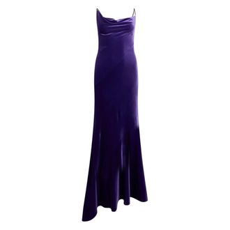 Philosophy di Lorenzo Serafini Lange fluwelen jurk - Dames - Avondkleed - Paars - S - Polyester - Kleedjes