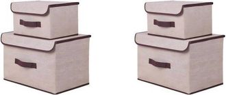 No Brand Cajas De Almacenamiento De Tela Plegables Con Tapa, Paquete De 4 Organizadores De Ropa Para Ropa/habitaci&oacute;n, 2 Grandes De 382525 Cm + 2 Peque&ntilde;as De 26