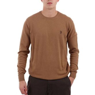 U.S.Polo Association U.S. Polo Assn., Cashmere Knitwear, male, Brown, Size: 2XL Cotton and Cashmere Crewneck Sweater