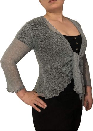 EXCLUSIVE Ladies Plain Knitted Cropped TIE UP Bolero Shrug TOP - Massive FIT (Grey)