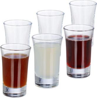 Relaxdays Set De Seis Vasos Para Chupitos, Juego De Vasos Para Tequila, 4 Cl, Apto Para Lavavajillas, Transparente
