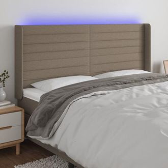 vidaXL Cabecero Con Led De Tela Gris Taupe 203x16x118/128 Cm Vidaxl