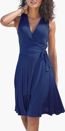 Lascana Womens Sleeveless Wrap Look Dress in Blue at Nordstrom, Size 12