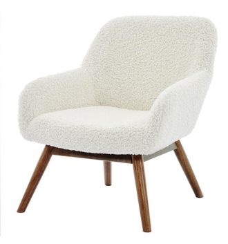 Moloo Sill&oacute;n de madera patinada nogal y tejido rizado Ecru