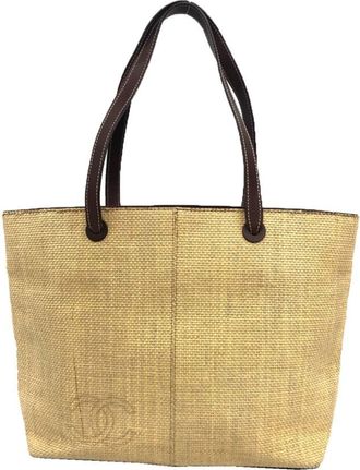 Chanel Brown Raffia Leather Tote Bag (Pre-Owned)