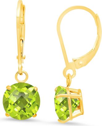 MAX + STONE Solid 10K Yellow or White Gold 8mm Gemstone Dangle Earrings