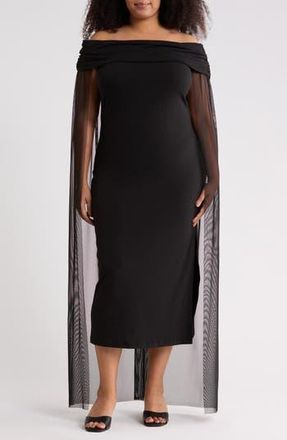 By Design Waverly Off the Shoulder Cape Dress in Black at Nordstrom Rack, Size 3 X