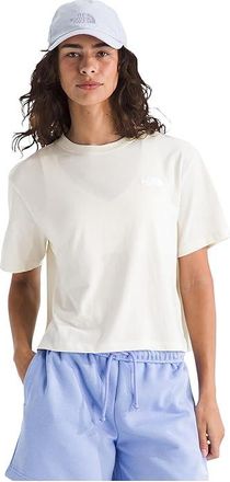 The North Face Evolution Simple Dome Crop Relaxed Short Sleeve T-Shirts Womens Clothing White Dune : 2XL, Cotton