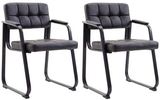 Clp Set de 2 sillas con patas de metal y asiento en Simil cuero Negro