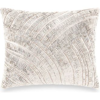 DKNY Foil Printed Pleated Cotton & Linen Accent Pillow in Silver /Ivory at Nordstrom