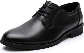 Generic Dress Shoes for Men Lace Up Round Toe Derby Shoes Cowhide Non Slip Low Top Slip Resistant Classic(8.5 UK) Black