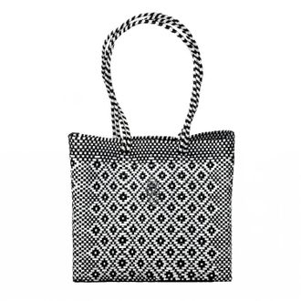 Lola's Bag Womens Medium Handmade Aztec Regular Strap Tote Bag In Black/white