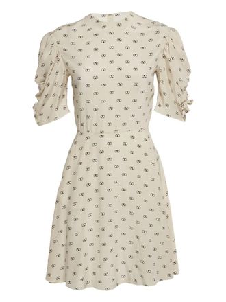 Valentino logo-print mini dress - women - Silk - S - Neutrals