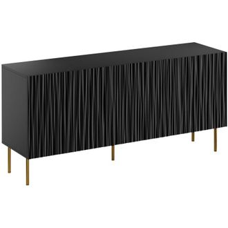 Mirjan24 Aparador Lorelbo 100, Negro + Dorado, 75x152cm, N&uacute;mero De Puertas: 043cm, Mdf, Aglomerado Laminado