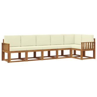vidaXL Conjunto De Sof&aacute;s De Exterior Con Coj&iacute;n 6 Pcs Natural Y Crema Vidaxl