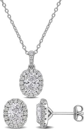 Mimi & Max Created Forever 2 7/8ct TGW Oval or Round-Cut Lab-Grown Diamond Jewelry Set Sterling Silver