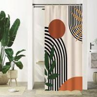 OEM Cortina De Ducha Estrecha (90 X 180 Cm), Terracota, Resistente Al Moho, Estampado Abstracto Naranja, Cortina Peque&ntilde;a Para Ba&ntilde;era, Lavable, Tejido Impe