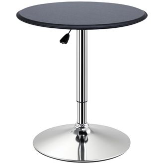 HOMCOM Mesa De Bar Con Altura Ajustable Giratoria 360&deg; Con Base Redonda Mesa Alta Moderna Para Cocina &Oslash;63x67-93 Cm Negro