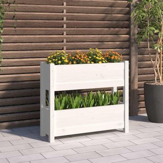 vidaXL Vidaxl - Jardinera De Madera Maciza De Pino Blanco 77x25x66 Cm