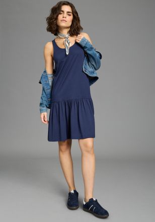 Laura Scott Sommerkleid LAURA SCOTT, Damen, Gr. 32/34, N-Gr, navy, Single Jersey, Obermaterial: 50% Baumwolle, 50% Modal, unifarben, figurumspielend kniefrei, Run