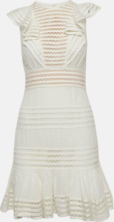 Zimmermann White Cotton & Lace Ruffled Mini Dress