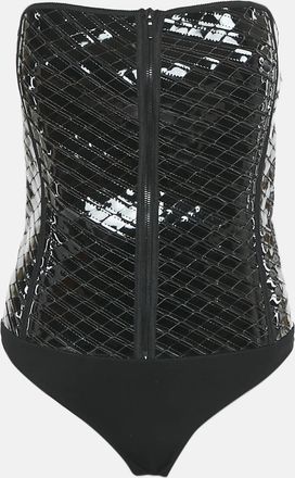 MUGLER Black Nylon And Jersey Strapless Bodysuit