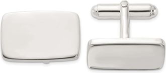 Diamond2Deal Sterling Silver Rhodium-plated Polished Rectangle Cuff Links