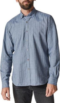 34 Heritage Cotton Herringbone Button-Up Shirt in Blue at Nordstrom Rack, Size X-Large