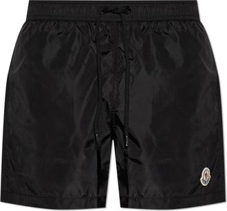 Moncler Logo Patch Zwemshorts - Heren - Strandmode - Zwart - L - Nylon - Badmode