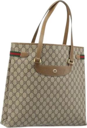 Gucci Pre-owned Tote Bags, female, Beige, Size: ONE SIZE Pre-owned Vintage Canvas Tote Bag