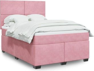 vidaXL Vidaxl - Cama Box Spring Con Colch&oacute;n Terciopelo Rosa 140x190 Cm