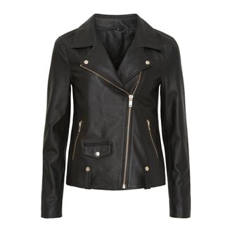 Notyz Biker Jacket - Dames - Leren en Su&egrave;de Jassen - Zwart - M - Leer - Jassen