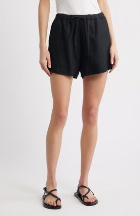 Rails Jenner Linen Drawstring Shorts in Black at Nordstrom, Size X-Large