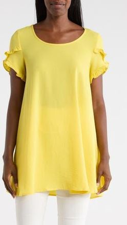 Patrizia Luca Ruffle Sleeve Tunic Top in Yellow at Nordstrom Rack, Size X-Large