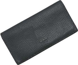 Fendi Gray Leather Long Wallet (Bi-Fold) (Pre-Owned)