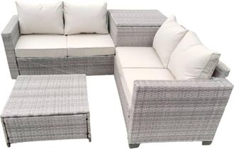 Concept Usine Conjunto de muebles de jardin esquinero de 4 plazas en resina tejida c