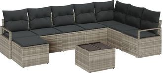 vidaXL Vidaxl - Garden Sofa Set with Cushion 7 pcs Light grey 100 x 55 x 73 cm