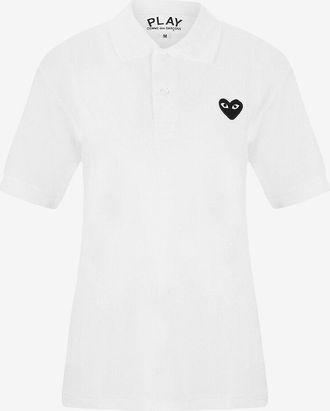 Comme Des Garçons Kurzarm-Polohemd aus Baumwollpiqué Black Heart