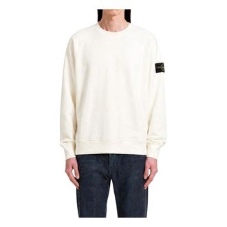 Stone Island 6100008 Cotton Fleece Crewneck - Heren - Sweatshirts & Hoodies - Wit - Maat: L Fleece