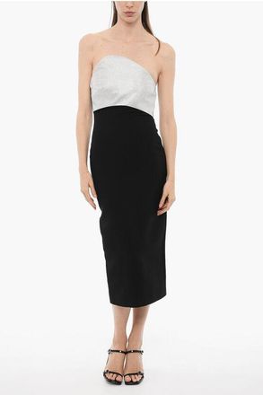 Roland Mouret Maxi Dress Senza Maniche in Lana e Seta con Dettaglio in Str taglia 40