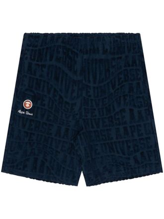 Aape By A Bathing Ape monogram-pattern terry-cloth shorts - Blue