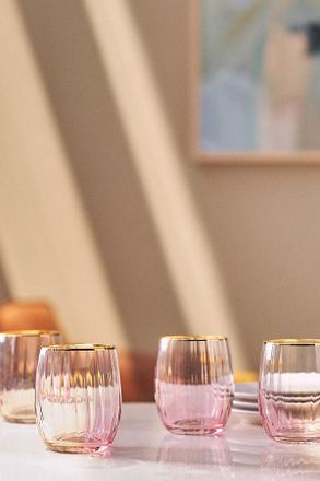 Anthropologie Waterfall Stemless Wine Glasses, Set of 4