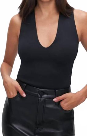 Good American Womens Sculpting Deep V Body Tank Top In Black