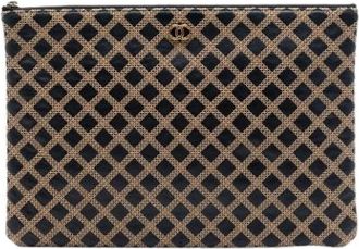 Chanel Pre-owned Clutches, female, Black, Size: ONE SIZE Pre-owned Quilted Lambskin Clutch