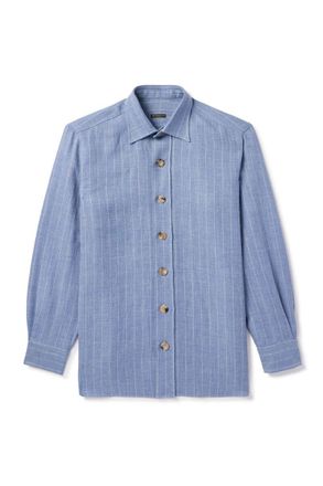 Rubinacci Striped Linen and Wool-Blend Overshirt