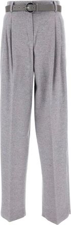 Max Mara Broeken, Dames, Grijs, S, Wol, Wijde Broeken