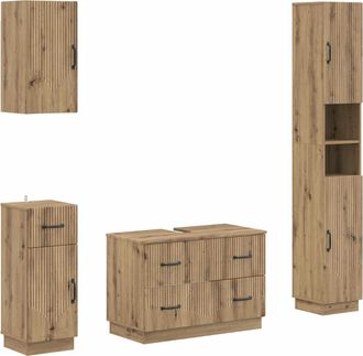 vidaXL Juego De Armarios De Ba&ntilde;o De 4 Piezas Hoorn Roble Artisan Vidaxl
