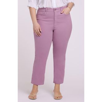 NYDJ Billie Frayed High Waist Ankle Mini Bootcut Jeans in Dusky Daisy at Nordstrom, Size 16W